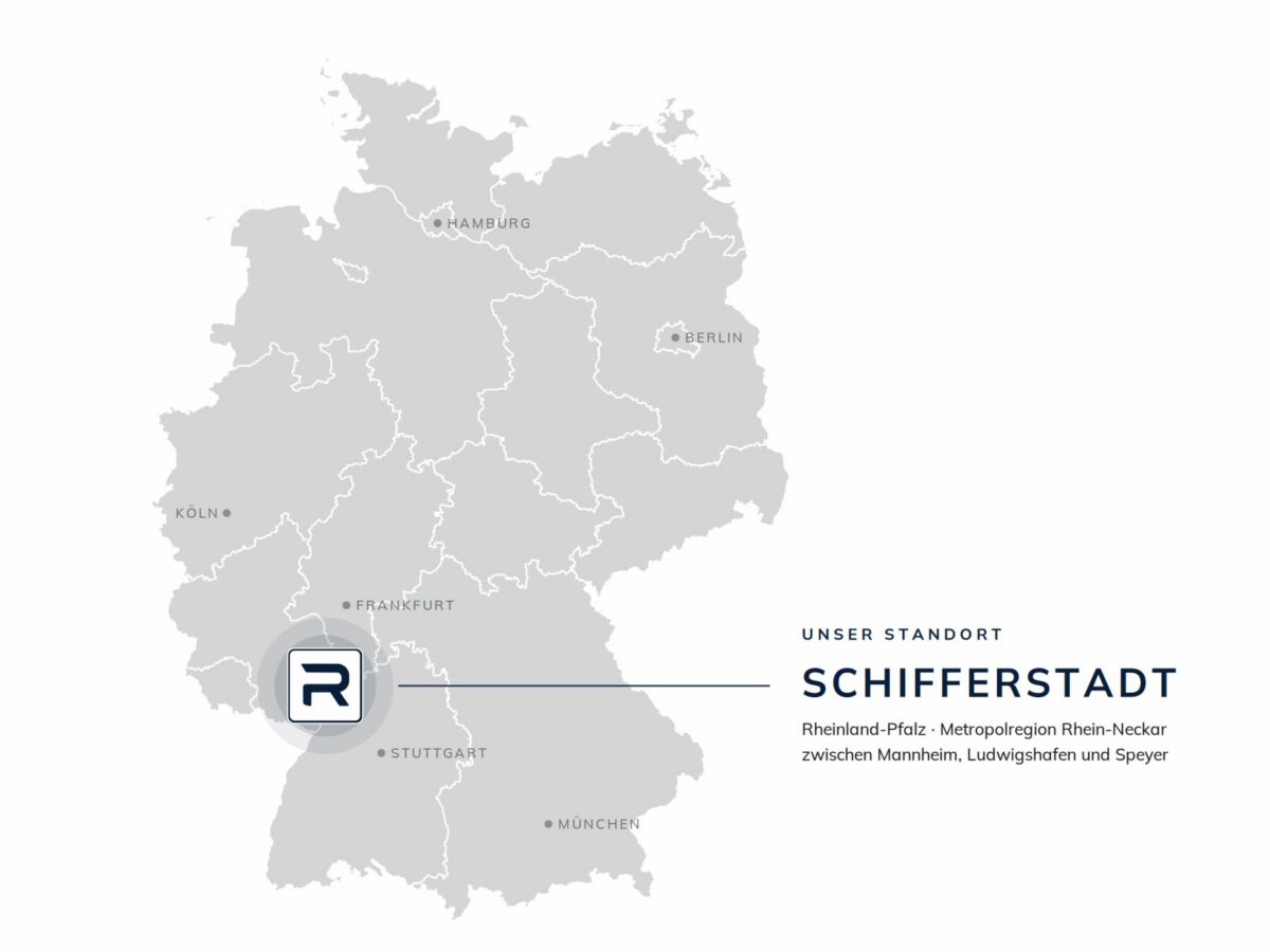Deutschlandkarte mit dem RIKIS-Standort Schifferstadt in Rheinland-Pfalz, Metropolregion Rhein-Neckar