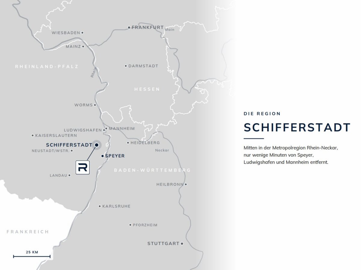 Regionalkarte: Schifferstadt in der Metropolregion Rhein-Neckar, nahe Speyer, Ludwigshafen und Mannheim